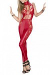 Red vinyl and lace jumpsuit