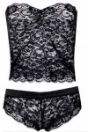 Black lace bustier and tanga lingerie set