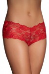 Red floral lace thong shorty
