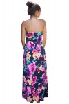Black Fuchsia Floral Strapless Maxi Dress with Pockets