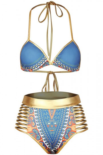 Egyptian blue high waisted swimsuit