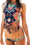 2-piece swimsuit with multicolored fringes