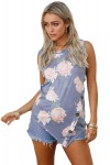 Gray asymmetrical top with floral pattern