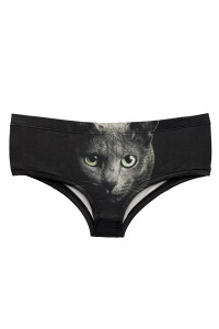 3D black cat panties