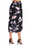 Floral Ruffle Wrap Skirt in black