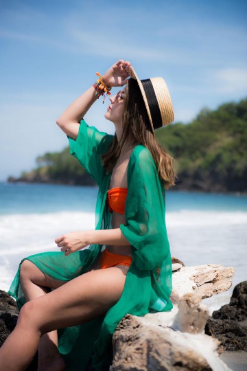 vestido de playa verde