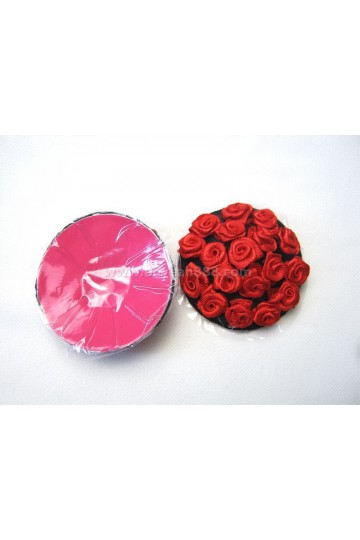 Adhesive nipple covers with several small red roses
