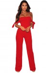 Red strapless jumpsuit