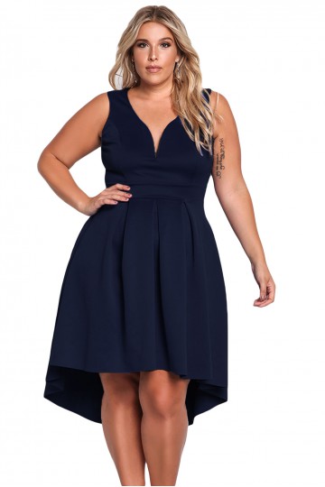 Short navy blue V-neck dress