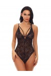 Black lace bodysuit with baroque patterns