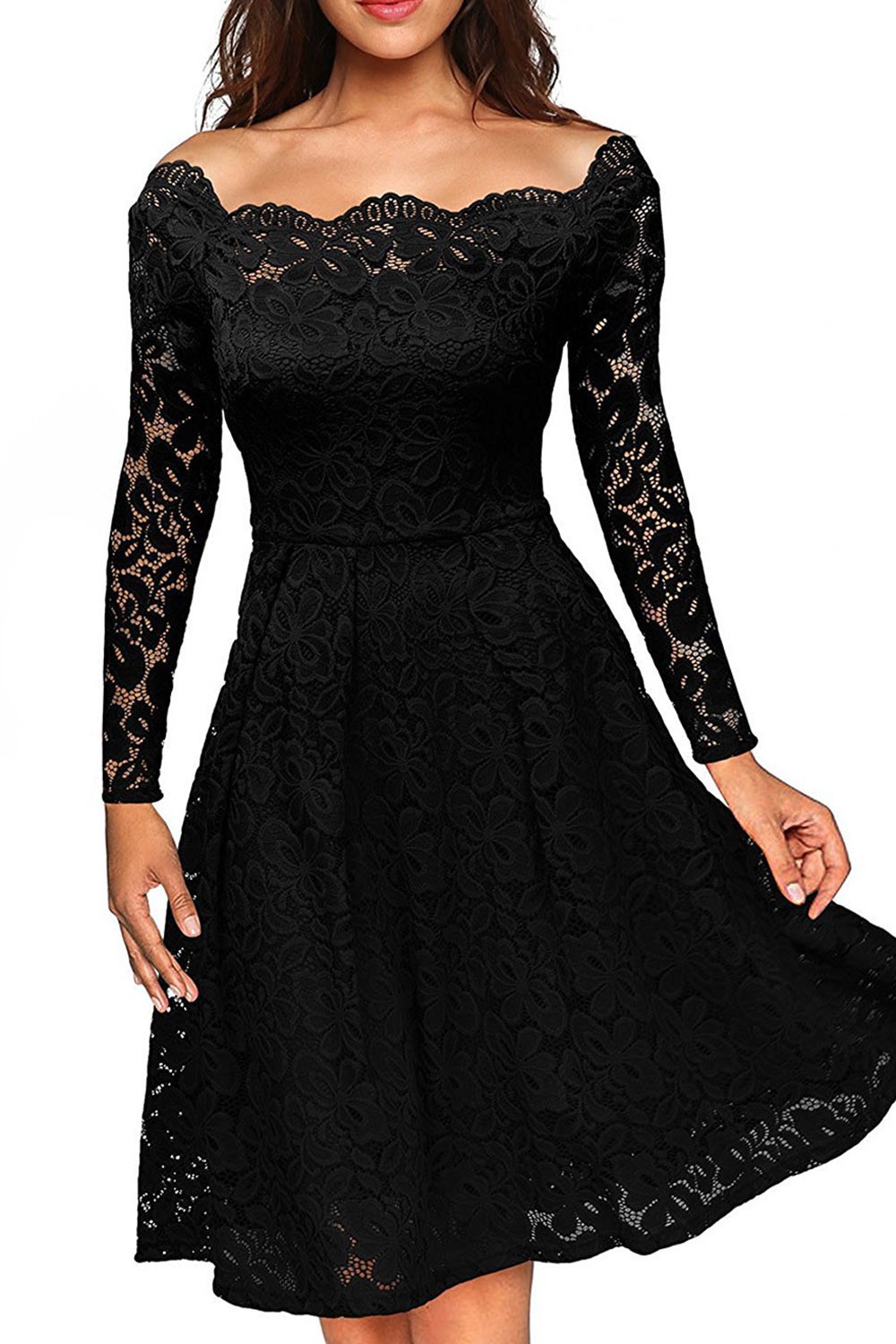 Long black lace dress in size L