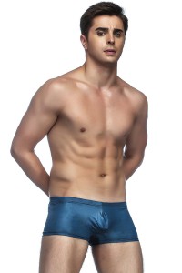 Blue faux leather effect low-rise boxer shorts
