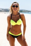 Yellow and black 2-piece swimsuit