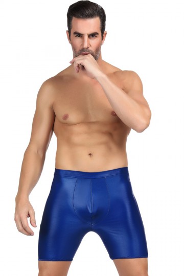 Open shorts for men in blue leather effect