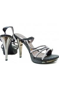 Black shoes with 4 rhinestone straps