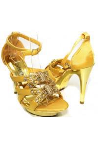 Gold shoes with rhinestones