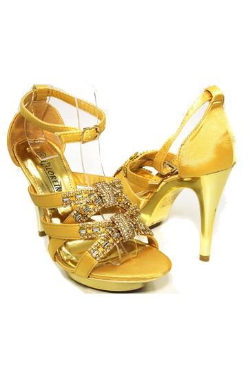 Gold shoes with rhinestones