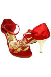 Red shoes with rhinestones