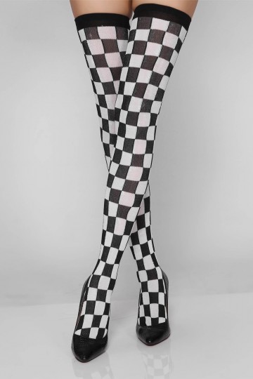 Pair of checkerboard pattern stockings