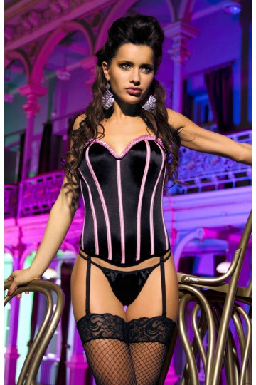 Striped corset with satin pleat finishes