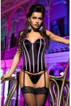 Striped corset with satin pleat finishes