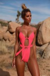 Pink high cut one piece swimsuit