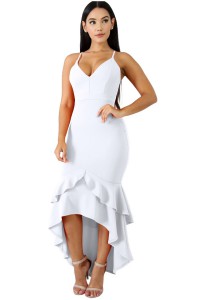 White dress with ruffles