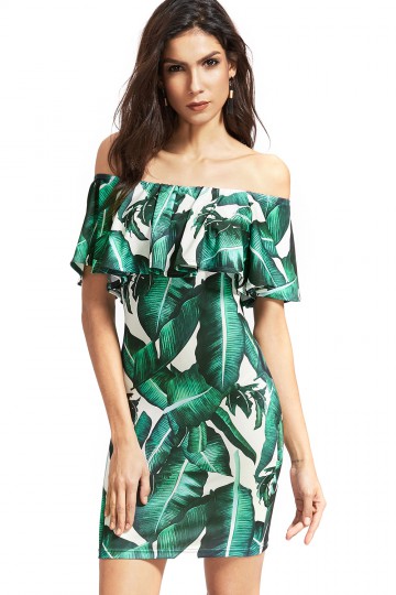 Dress with foliage print