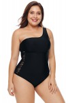 One-piece black one-shoulder swimsuit