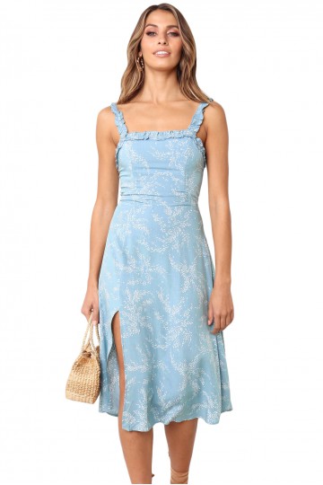 Blue floral summer dress.