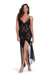 Long black voile and lace nightie