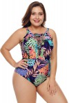 Plus Size tropical one piece swimsuit.