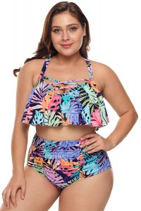 Plus Size tropical 2 piece swimsuit.