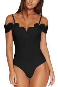 Black bodysuit with embroidery