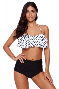 2-piece bandeau swimsuit - White and black