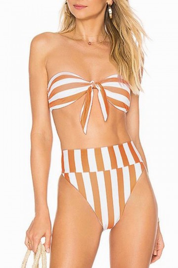 Striped bandeau swimsuit