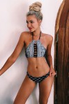 Black and blue 2-piece swimsuit