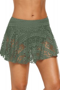 Khaki crochet beach skirt.