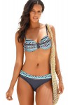 Tricolor 2-piece swimsuit with ethnic patterns