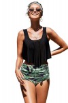 Black and green 2-piece swimsuit