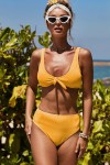 Yellow 2-piece swimsuit.