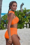 Orange 2-piece swimsuit.
