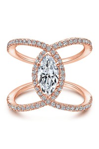 Luxury pink oval cross ring