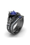 Luxury black blue heart ring