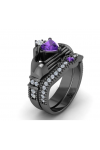 Luxury black purple heart ring