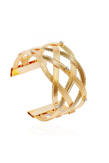 Gold Crossed Bangle Bracelet