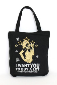 I WANT YOU TO BUY A LOT canvas beach bag.