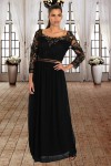 Black Lace Crochet Quarter Sleeve Maxi Dress