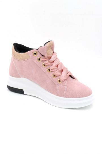 Pink faux leather sneaker
