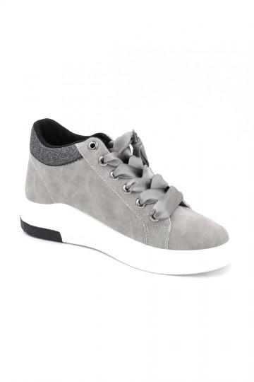 Grey faux leather sneaker
